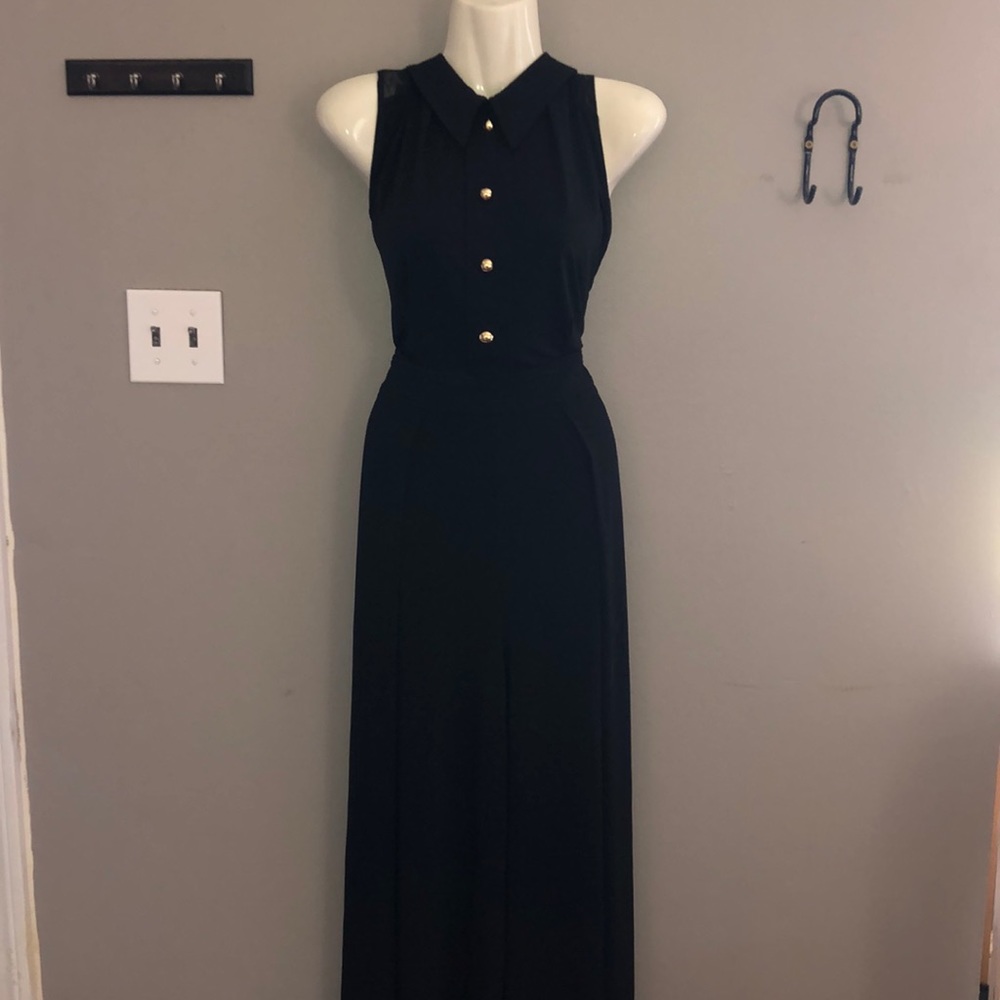 Sheer back wide leg jumpsuit